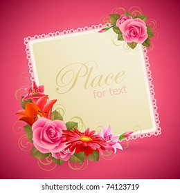 Vintage Greeting Card Flowers Place Text Stock Vector (Royalty Free ...