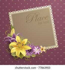 vintage greeting card with flowers and place for text