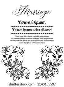 Vintage greeting card frame floral for marriage vector illustration