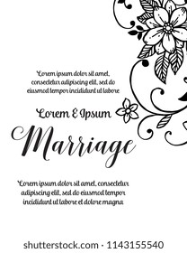 Vintage greeting card frame floral for marriage vector illustration
