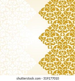 Vintage greeting card with gold ornament.