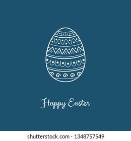 Vintage greeting card with hand drawn Easter egg. Vector