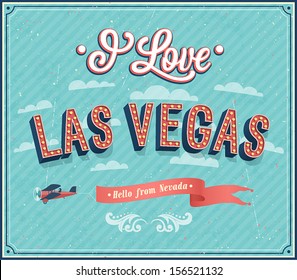 Vintage greeting card from Las Vegas - Nevada. Vector illustration.