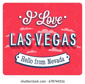 Vintage greeting card from Las Vegas - Nevada. Vector illustration.