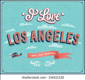 Vintage greeting card from Los Angeles - California. Vector illustration.