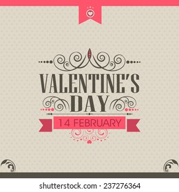 Vintage greeting card or love card design for 14 February, Happy Valentine's Day celebration.