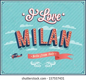 Vintage greeting card from Milan - Italy. Vector illustration.