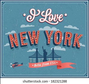 Vintage greeting card from New York - USA. Vector illustration.