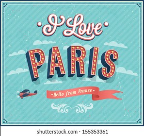 Vintage greeting card from Paris - France. Vector illustration.