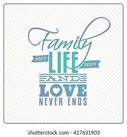 Vintage Greeting Card with a Quote about Family and Love