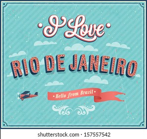 Vintage greeting card from Rio De Janeiro - Brazil. Vector illustration.