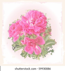 Vintage greeting card with roses