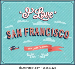 Vintage greeting card from San Francisco - California. Vector illustration.