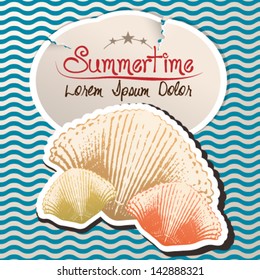 Vintage greeting card with Sea shells and place for text