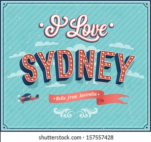 Vintage greeting card from Sydney - Australia. Vector illustration.