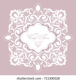 Vintage Greeting card for wedding, birthday, Christmas and other holidays. Decorative frame.