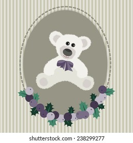 Vintage greeting card with white bear