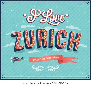 Vintage greeting card from Zurich - Switzerland. Vector illustration.