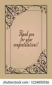 vintage greeting frame. Thank you for your congratulations!