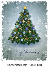 vintage greeting-card with Christmas fir-tree