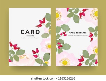 Vintage Greeting/Wedding invitation card with rose Template for Wedding, Easter, Celebration in watercolor style vector illustration.