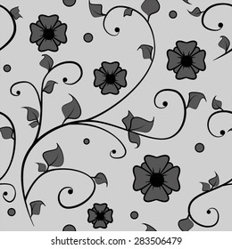 Vintage grey floral seamless pattern