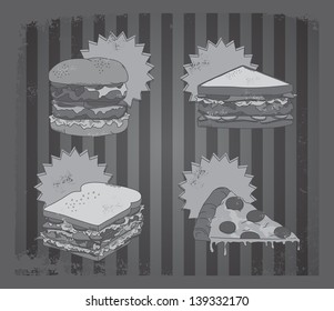 vintage grey theme of breakfast food