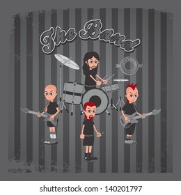 vintage grey theme of cartoon live band