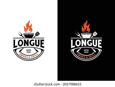 Vintage grill barbecue restaurant logo design template inspiration