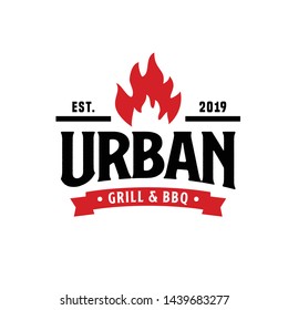 Vintage Grill Barbeque Logo Design Vector Inspiration for restaurant