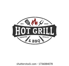 Vintage Grill Barbeque Logo Design Stock Vector (Royalty Free ...