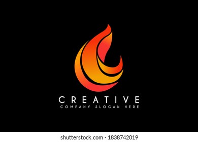 Vintage Grill Barbeque with red fire flame Logo design