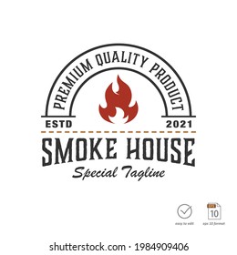 Vintage grill house, barbecue, bbq stamp logo design