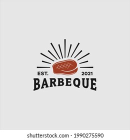 vintage grilled barbeque logo design 