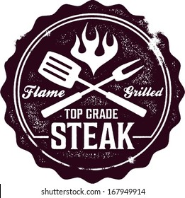 Vintage Grilled Steak Menu Stamp