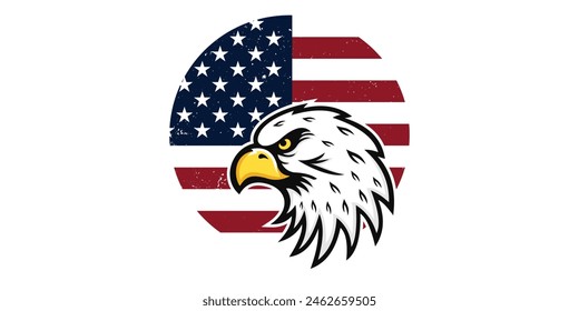 Vintage grunge American flag eagle vector design