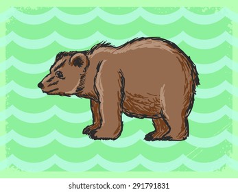vintage, grunge background with bear