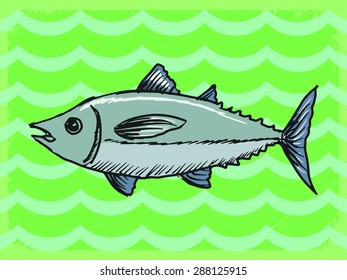 vintage, grunge background with fish