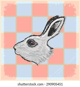 vintage, grunge background with rabbit