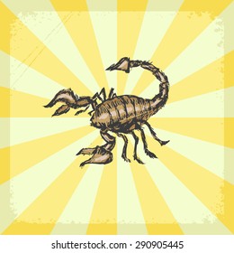 vintage, grunge background with scorpio
