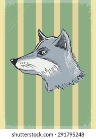 vintage, grunge background with wolf