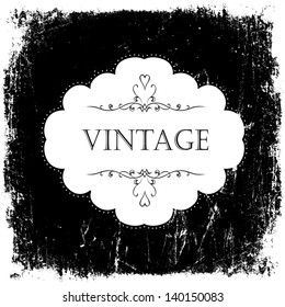 Vintage grunge black and white card template. Vector