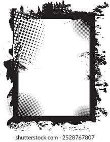 Vintage grunge black and white square  frame with a white background,  A square vintage photo frame,  grunge frame on black background vector illustration, a black and white photo frame with a grunge 