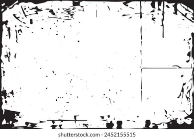 Vintage Grunge Border: Abstract Overlay Texture with Transparent White Elements. Vector Graphic Illustration of Dirty and Damaged Backdrop