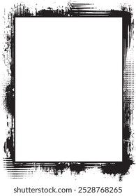 Vintage grunge border black and white square  frame with a white background,  A square vintage photo frame,  grunge frame on black background vector illustration,