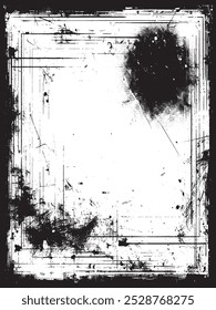 Vintage grunge border black and white square  frame with a white background,  A square vintage photo frame,  grunge frame on black background vector illustration,