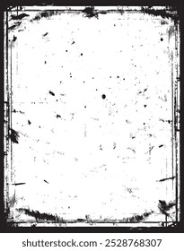 Vintage grunge border black and white square  frame with a white background,  A square vintage photo frame,  grunge frame on black background vector illustration,