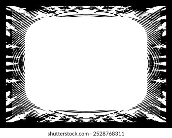 Vintage grunge border black and white square  frame with a white background,  A square vintage photo frame,  grunge frame on black background vector illustration,