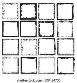 Vintage grunge, brush stroke, dirty overlay and distress border frame for photo and pictures. Square in grungy style for image framing . Textured.
