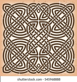 Vintage Grunge Celtic Mandala Background/
Illustration of a grunge textured and vintage colored celtic mandala background